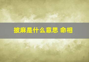 披麻是什么意思 命相